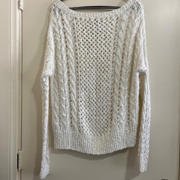 Abercrombie & Fitch Women Crochet Sweater XS/S Fisherman Cable Knit Coastal Cozy - Picture 2 of 10
